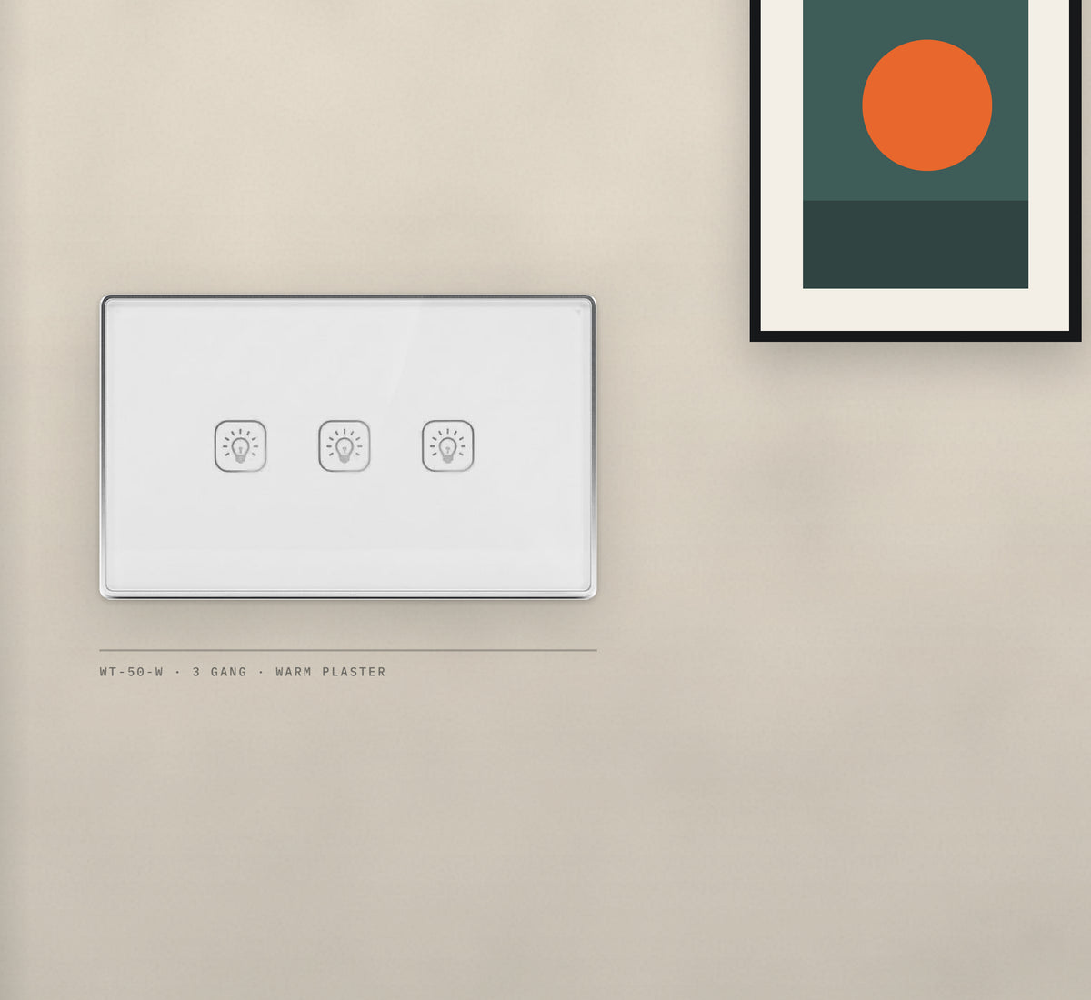 WT-50-W shown on a living-room wall in the brochure